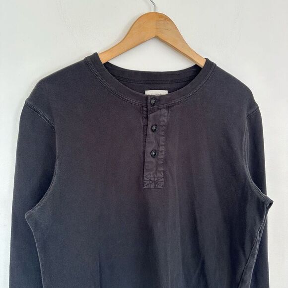 Buck Mason Men’s Black Vintage Long Sleeved Thermal Henley French Rib Cotton - Picture 6 of 12